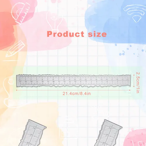 Miniatura 2 de 2 reglas de metal de borde irregular, regla de medición de borde dentado de 8.4 x 1 pulgada para hacer tarjetas en relieve