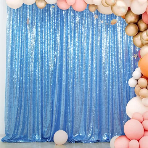 Miniatura 88 de ShinyBeauty Cortinas de lentejuelas 2 paneles 2 pies x 8 pies verde iridescente, telón de fondo para fotomatón, fondo para graduaciones, baby