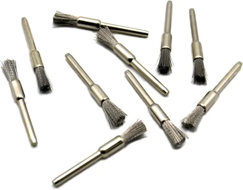 Miniatura 4 de TMAX 10 piezas de cerdas de latón de 1/2 pulgada de taza de alambre de cepillo de rueda con vástago de 1/8 pulgadas para Dremel y otras herramientas