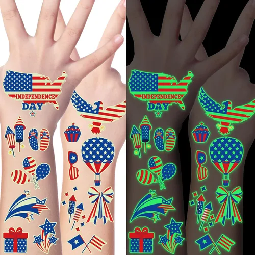 Miniatura 12 de 370 patrones de recuerdos de fiesta, 36 hojas que brillan en la oscuridad, tatuajes temporales luminosos, suministros de tatuajes falsos