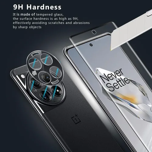 Miniatura 5 de Paquete de 2+2 protectores de pantalla de vidrio templado para OnePlus 12R + protector de lente de cámara, película de vidrio templado curvado 3D