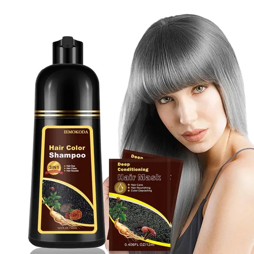 Miniatura 9 de Champú para Teñir el Cabello Marrón Cerezo 3 en 1, Champú para el Color del Cabello que Funciona en Minutos, Champú para Cabello Marrón & Champú