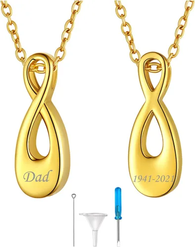 Miniatura 68 de FindChic Collares personalizados con urna para cenizas, barra vertical, gato, luna, reloj de arena, garra de perro, acero inoxidable, chapado en oro