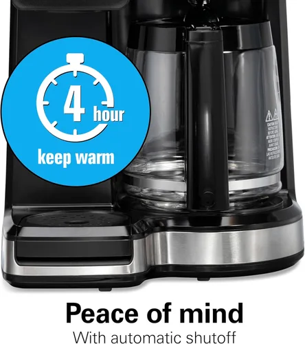 Miniatura 7 de Hamilton Beach Cafetera programable de 2 vías para 12 tazas de café caliente y helado y cafetera de una sola porción, cabezal de ducha AquaFlow