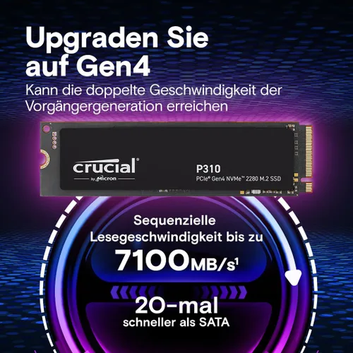 Miniatura 2 de Crucial P310 1TB 232L Micron QLC NAND PCIE GEN 4 X4 NVME M.2 SSD interno