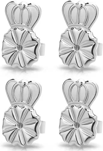 Miniatura 9 de Paquete de 3 levantadores de aretes caídos, ajustables de 0.394 pulgadas, chapado en oro de 18 quilates, hipoalergénico, seguro Oro blanco
