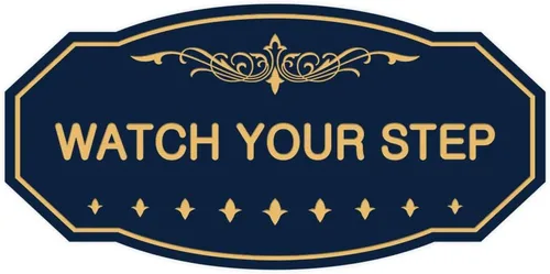 Miniatura 24 de Signs ByLITA Victorian Watch Your Step - Letrero de pared o puerta Material duradero y fácil instalación Señalización de seguridad (negro)