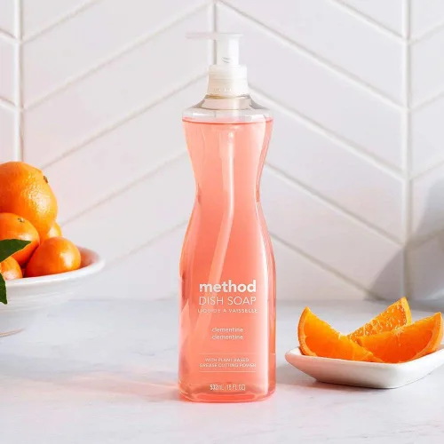 Miniatura 5 de Method Jabón de gel para platos, aroma a clementina, resistente a la grasa y alimentos pegados, fórmula libre de crueldad, fabricado con plástico