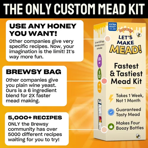 Miniatura 2 de Brewsy Set básico para hacer hidromiel - Kit personalizado de hidromiel - 4 botellas en 9 días - Usa cualquier jugo Mead