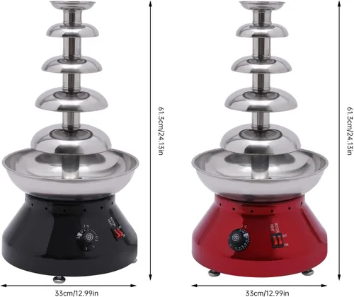 Miniatura 2 de Máquina comercial de fuente de chocolate de 5 niveles, calentador de fusión de acero inoxidable de gran capacidad de 7 libras, 101.4 fl oz, 230 W