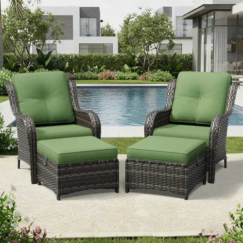 Miniatura 171 de Joyside Juego de sillas de mimbre para patio, juego de 3 piezas de mimbre para exteriores con 2 sillas reposabrazos y 1 mesa auxiliar para terraza