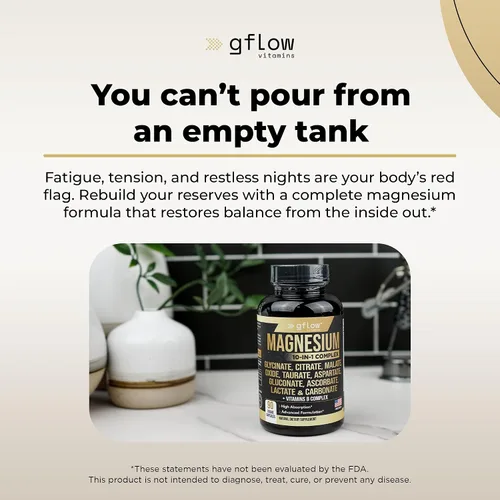 Miniatura 5 de gflow vitamins Suplemento complejo de magnesio – 10 formas activas, glicinato, citrato, malato, óxido, taurato, aspartato, gluconato, ascorbato