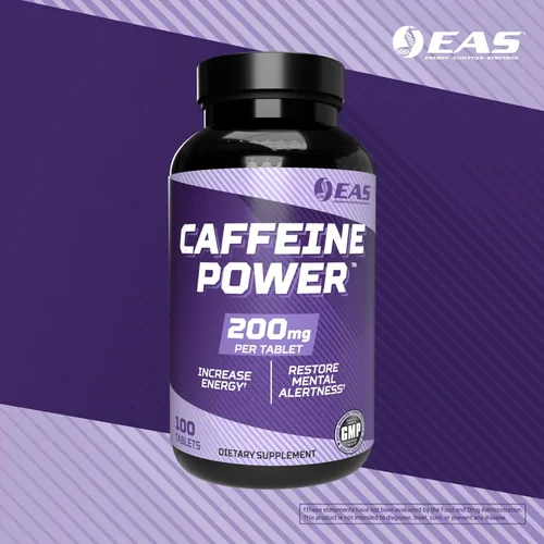 Miniatura 5 de EAS Caffeine Power 200mg Suplemento de píldoras de cafeína Aumenta la energía y restaura el estado de alerta mental Sin gluten, sin OMG, apto