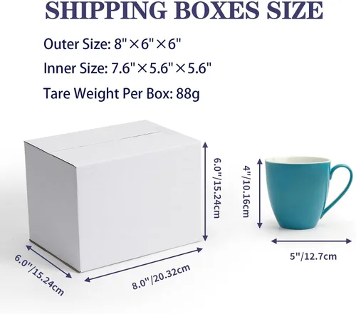 Miniatura 6 de Paquete de 40 cajas de envío pequeñas de 8 x 6 x 6 pulgadas, cajas de correo de cartón corrugado blanco para envío, embalaje de pequeñas empresas