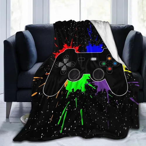 Manta para Jugar Video Juegos, Gamer Cool, Manta Suave para Cama, Ropa de Cama Cálida, Acogedora, de Felpa, Manta de Franela y Forro Polar, Regalos