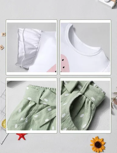 Miniatura 5 de MIGU Toddler Girl Clothes Summer Girls Clothing Sets Girl Stuff T-shirt Shorts Headband 3pcs Sets Gifts