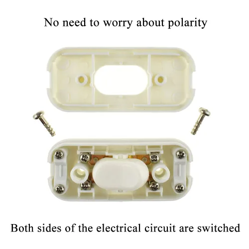Miniatura 3 de HAHIYO Interruptor de cable en línea 6A 250V, botón basculante, interruptor de control de alimentación de doble polo, diseño de cableado compacto