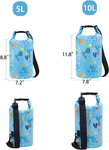 Miniatura 2 de OMGear - Bolsa seca impermeable y bolsa para teléfono, bolsa flotante de 40L/30L/20L/10L/5L para kayak, navegación, actividades al aire libre Pez