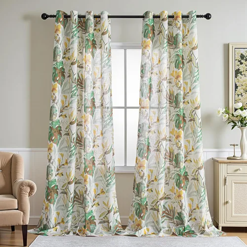 Miniatura 23 de MYSKY HOME - Cortinas plisadas con estampado floral para sala de estar/comedor, cortinas plisadas para proteger la privacidad, 84 pulgadas de largo