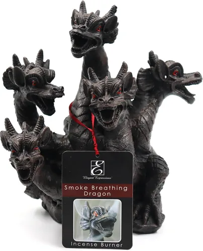 Estatua decorativa de resina de dragón Hosley con quemador de conos de incienso de 21.6 cm de alto, ideal para aromaterapia y decoración de Dragón