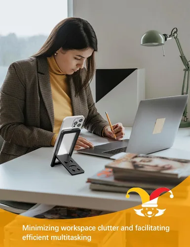 Miniatura 5 de Aoviho Soporte de teléfono para escritorio, soporte de teléfono de aluminio plegable ultrafino, soporte portátil de viaje y oficina para teléfono