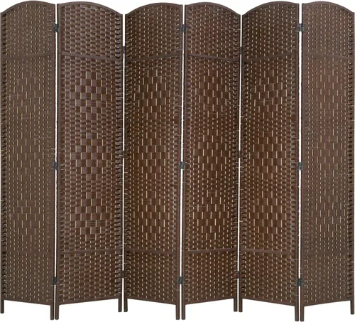 Divisor de Habitación de 6 Paneles Plegable Divisor de Privacidad de 6 Pies Divisor de Pared Interior Partición Portátil Pantalla de Madera, Marrón
