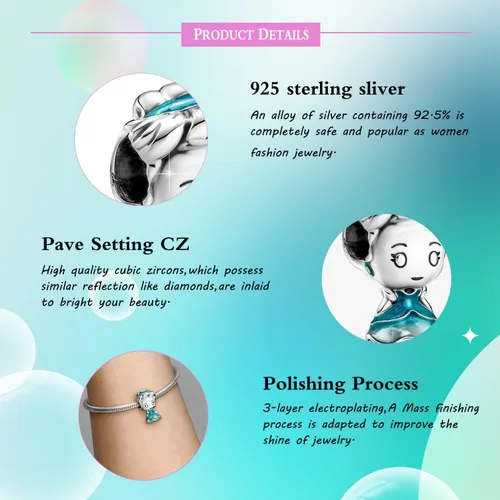Miniatura 5 de Abalorios de plata de ley 925 con diseño de robot de ratón, para pulseras europeas originales, joyería de bricolaje, 3 piezasjuego
