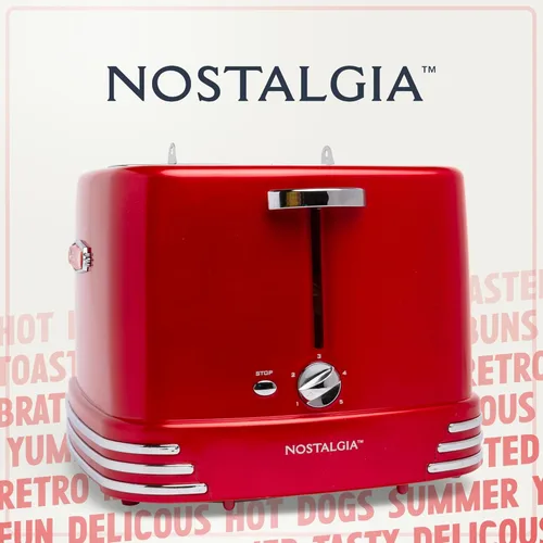 Miniatura 6 de Nostalgia Tostadora de 4 ranuras para perritos calientes y panecillos con pinzas mini, tostadora de hot dogs funciona con pollo, pavo, salchichas
