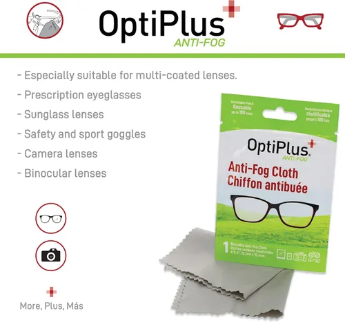 Miniatura 4 de OptiPlus Paño antivaho para lentes, gafas y escudos, tratamiento antivaho reutilizable de primera calidad, 1 paño para 100 usos, antivaho para todas
