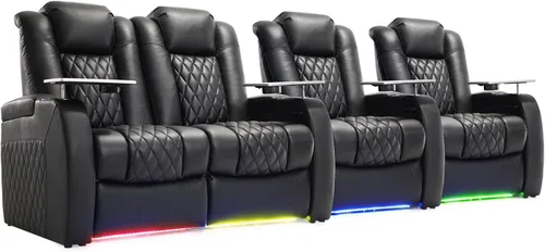 Miniatura 44 de Weilianda Asientos de Cine en Casa de Cuero de Grano Superior Silla Reclinable con Reposacabezas Eléctrico y Reclinación Asientos de Película Sofá