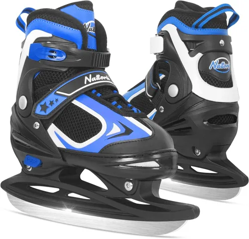Miniatura 7 de Nattork Patines de hielo para niños, niños y niñas, patines ajustables de hockey con cordones, acolchado suave y soporte de tobillo reforzado