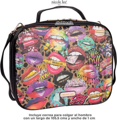 Miniatura 8 de Nicole Lee Juego de bolso cruzado de viaje con 3 bolsas de maquillaje con estampado de moda, organizador de artículos de tocador para mujer