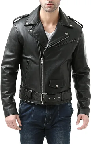 Miniatura 7 de BGSD Chaqueta clásica de cuero de vaca para hombre (también disponible en tallas grandes y altas)