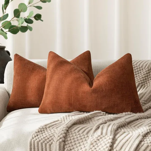 Miniatura 47 de Foindtower - Paquete de 2 fundas de almohada decorativas, cuadradas, cómodas, unicolor, suaves, lumbares, estilo rústico neutro, para sofá, sillón