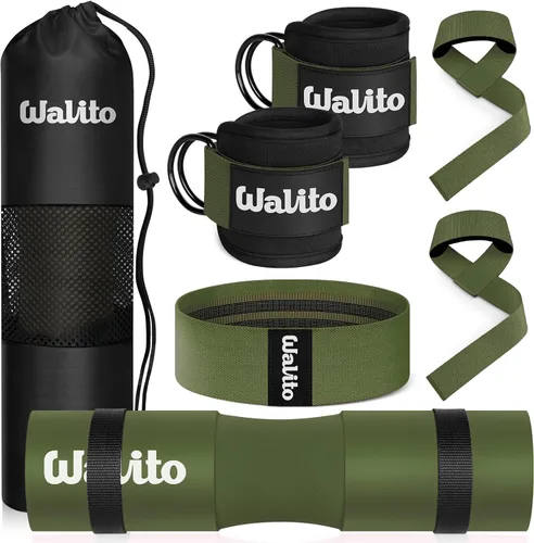 Miniatura 14 de WALITO 8Pcs Barbell Pad Set for Hip Thrust - Squat Pad,Gym Accessories for Women with Bar Bad,Bench Press, with Gym Ankle Straps,Resistance Bands