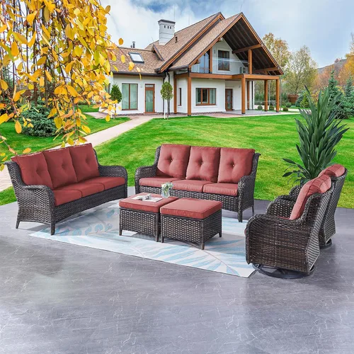 Miniatura 55 de Rilyson Mecedora de mimbre - Juego de 2 sillas mecedoras de mimbre para patio, sillas mecedoras de ratán para porche al aire libre, terraza, jardín