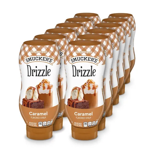 Smucker's Drizzle - Jarabe con sabor a caramelo, 20 onzas, botellas exprimibles (paquete de 12)