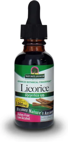 Nature's Answer Extracto orgánico de raíz de regaliz bajo en alcohol de 2000 mg de 1 onza | Apoyo a la digestión | Refuerzo inmunológico natural |