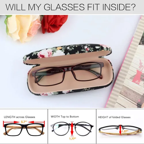Miniatura 3 de Estuche rígido para gafas para mujer, diseño floral, retro, estuche portátil