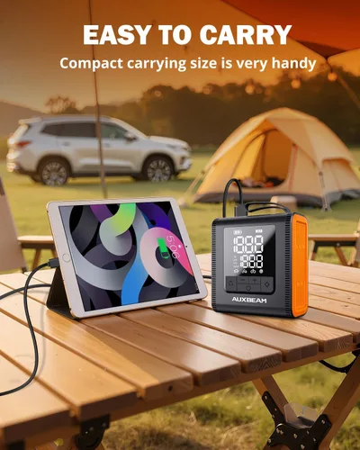 Miniatura 7 de AUXBEAM H4Pro - Inflador de neumáticos portátil, compresor de aire portátil, 150 PSI, 2 en 1, recargable, 5200 mAh, inflador de neumáticos portátil