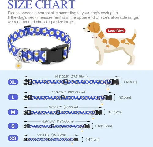 Miniatura 6 de Collares florales para perros grandes, collares suaves y lindos para perros y niñas, collar de flores bonitas con dijes de margaritas, regalo