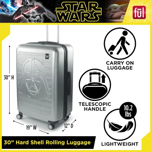 Miniatura 2 de FUL Star Wars Darth Vader - Maleta rígida con ruedas en relieve, plateado, Ful Star Wars Darth Vader - Maleta rígida con ruedas en relieve
