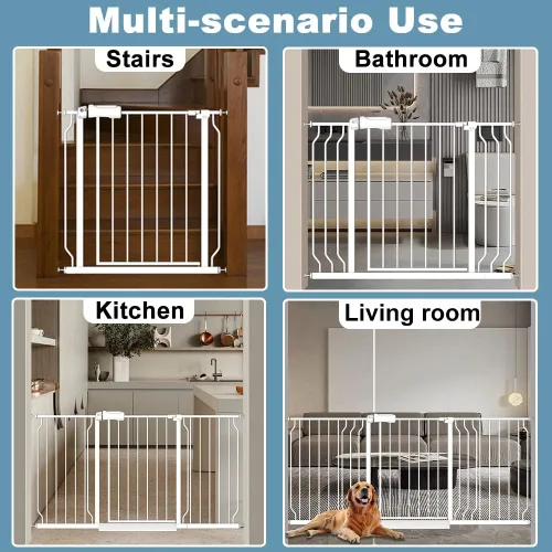 Miniatura 7 de Puertas de bebé extra anchas de 71.5 a 76.3 pulgadas, color blanco, montadas a presión, puertas de seguridad para interiores, puerta infantil