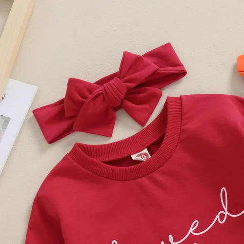 Miniatura 20 de Traje de bebé niña para el primer día de San Valentín, mameluco de burbujas con cuello redondo, sudadera linda para primavera y otoño