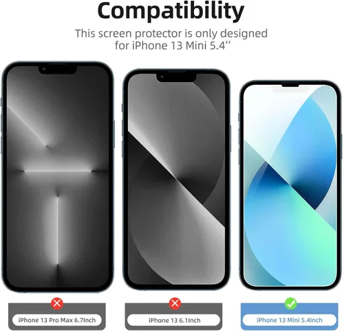 Miniatura 2 de NEW'C Paquete de 3 protectores de pantalla diseñados para iPhone 13 Mini (5.4 pulgadas), protección de vidrio templado mejorada, compatible