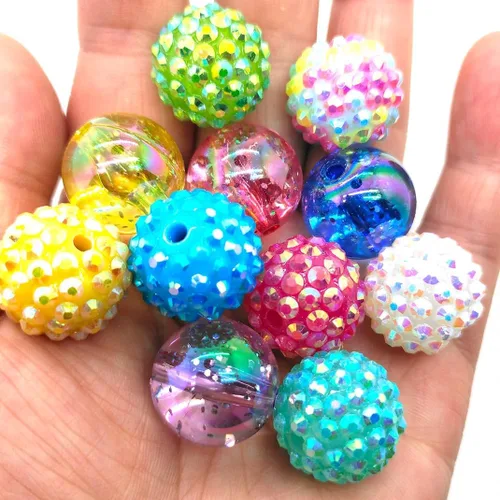Miniatura 3 de Cuentas de diamantes de imitación de colores redondas espaciadoras para joyería, pulsera, collar, bolígrafo, bolsa, cadena, suministros de 0.709 in