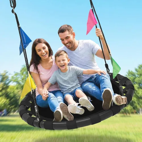 Miniatura 2 de HeyZoo Columpio de platillo de 48 pulgadas para niños y adultos, capacidad de peso de 900 libras, juego de columpio de árbol resistente para patio