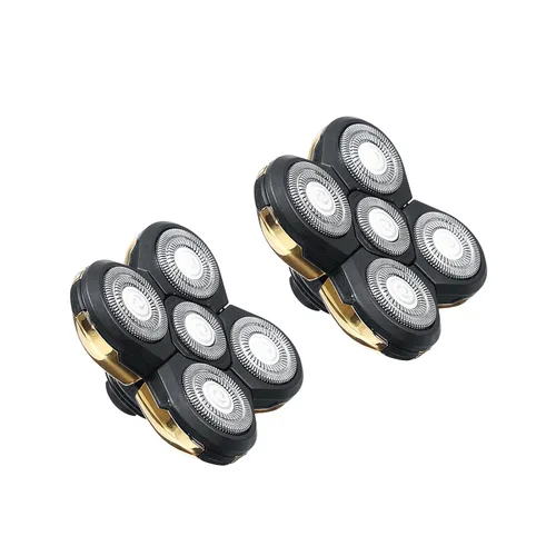 5 cabezales de afeitadora, 2 cabezales de afeitadora de repuesto para maquinilla de afeitar eléctrica, herramienta de afeitado calvo, cabezal de Oro