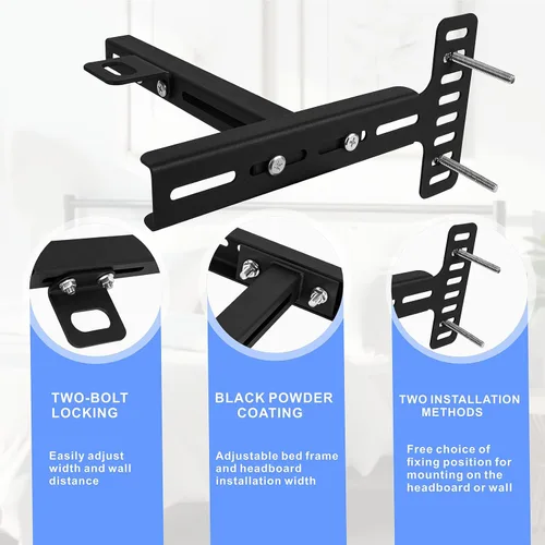 Miniatura 4 de Soportes de cabecera ajustables, kit de soporte universal para cabecera para marco de cama de metal, kit de extensión de tabla de pie de cama