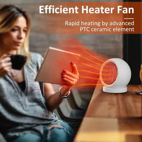 Miniatura 2 de Calentador de escritorio, calentador de escritorio de 600 W de eficiencia energética para uso en interiores, seguro y silencioso para dormitorio